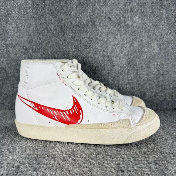 Nike Shoes - Nike Blazer Mid 77 Womens 5.5 Shoes White Red Sketch Athletic Sneakers
